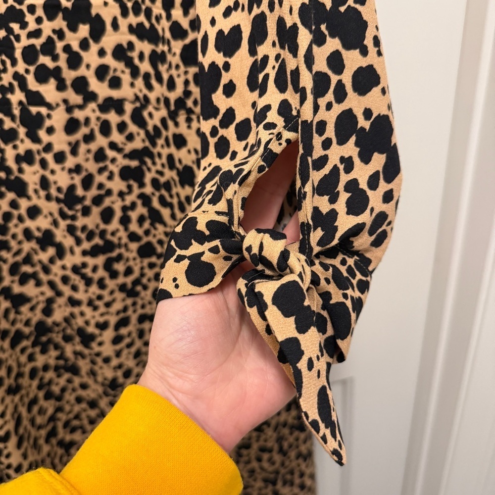 Reformation Port Dress Leopard Print Long Sleeve Fit & Flare Size 20 - Picture 5 of 9